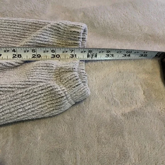 Vintage Rag Wear 90s Mens Large Grey Ribbed Fleece Quarter Zip Pullover Sweater - Picture 7 of 9